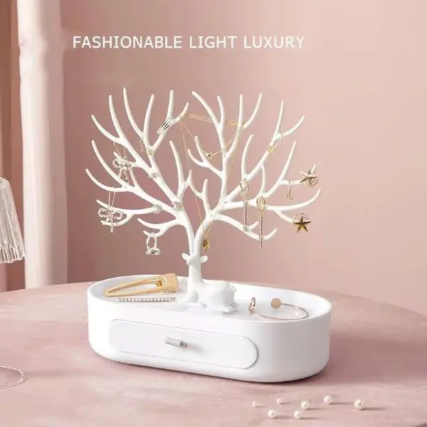 Earrings, Ring Necklace Jewelry Rack with Drawer